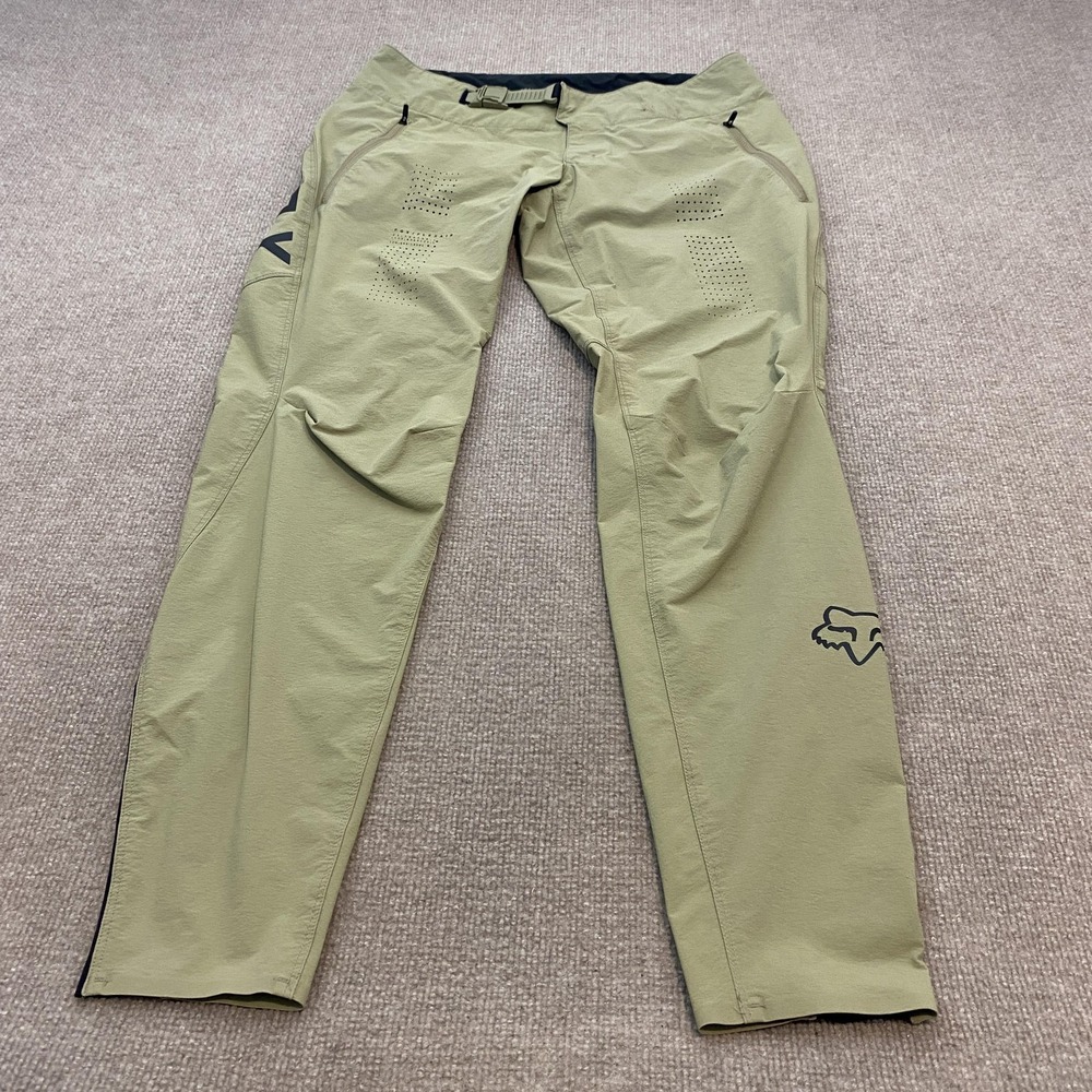 Fox Flexair Track Pants Mens 34 Green Cycling MTB Adjustable Waist Ventilated